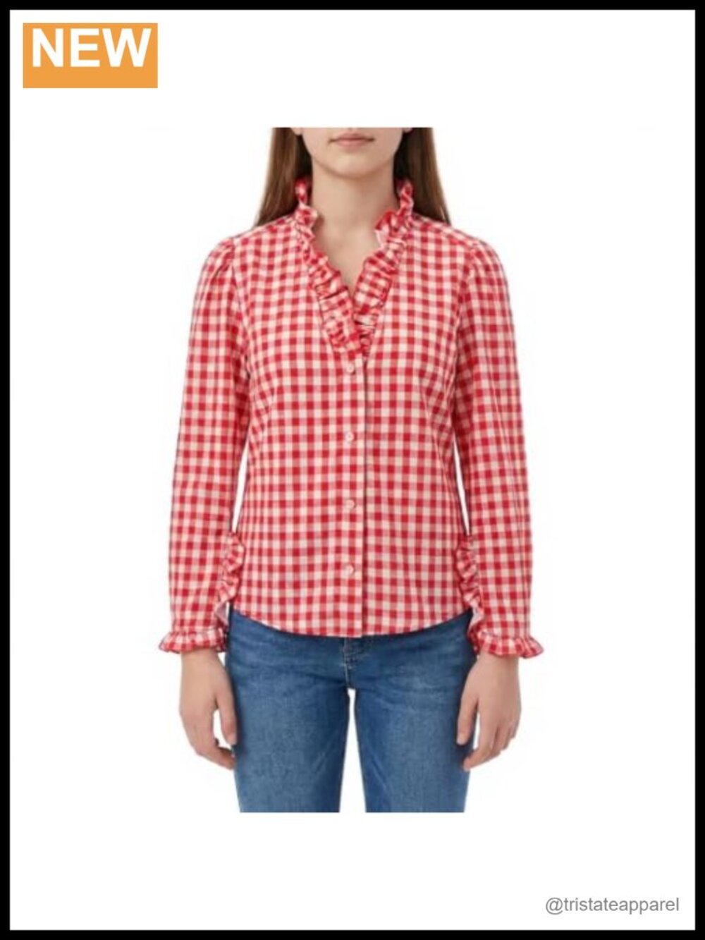 FlorusRise Womens Plaid Babydoll Blouse Ruffled V Neck Long Sleeve Button Down